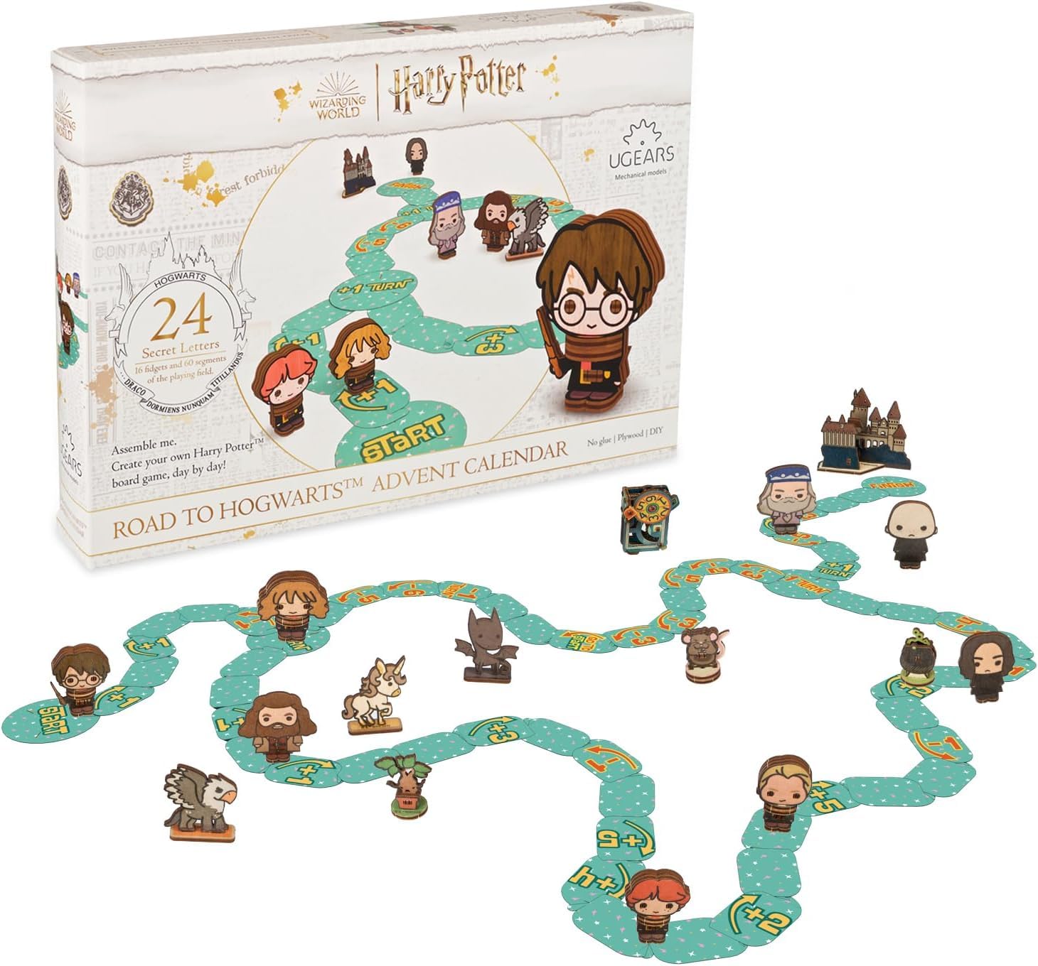 Ugears Harry Potter Advent Calendar 2025 Road To Hogwarts - 3D Wooden Puzzles For Adults With 16 Figurines, 60 Game Board, 24 Se