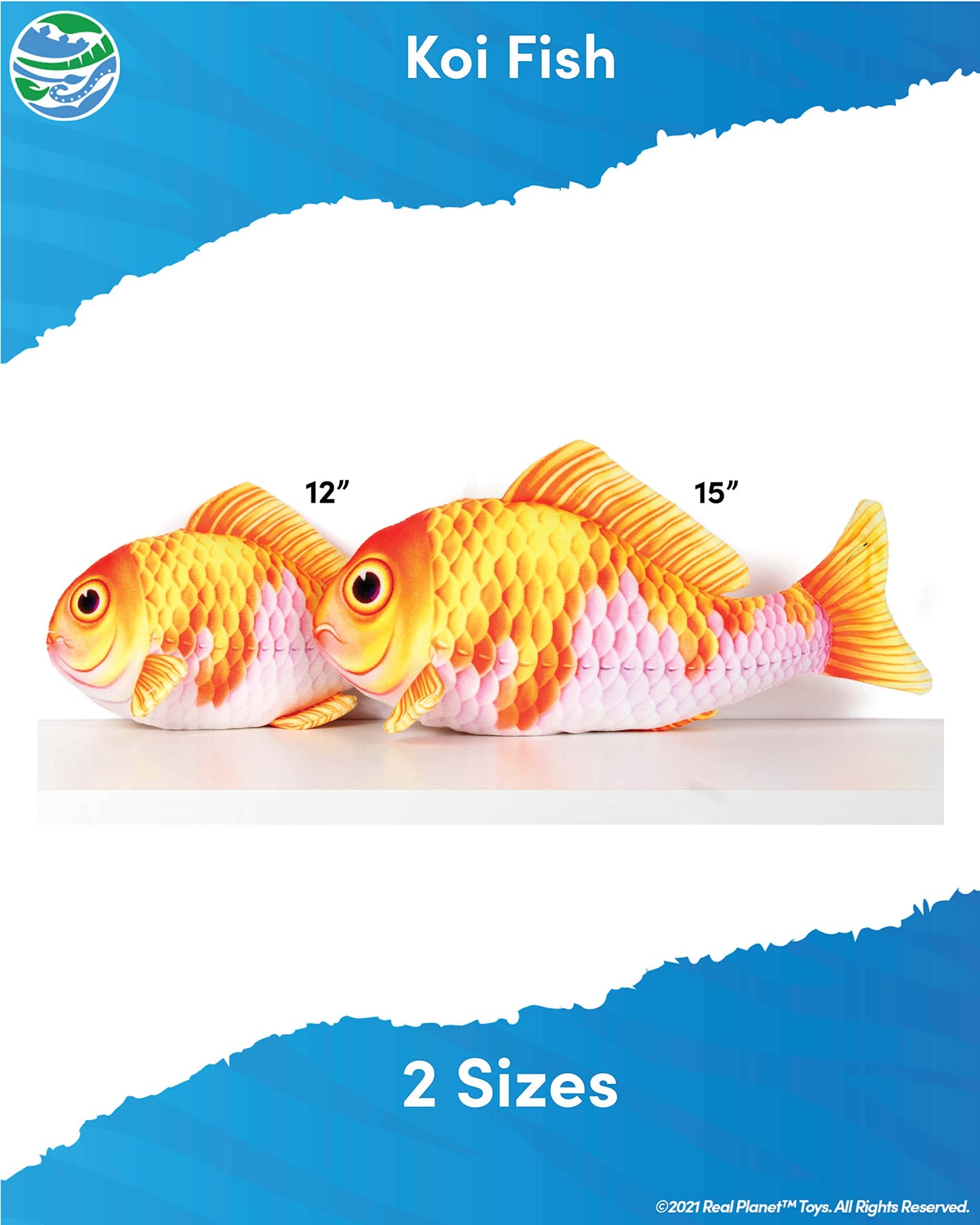 Real Planet Sea Life Plush - Realistic Stuffed Animal Gift For Kids All Ages, Ocean Marine Creature Plushie, Fun Christmas Birthday Gifts (Koi Fish, 12') (12' Long)