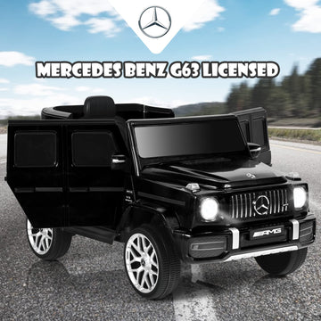 Olakids 12V Kids Ride On Car, Licensed Mercedes Benz G63 Electric Vehicle With Remote Control, Double Open Doors, Music, Bluetooth, 2 Speeds, Wheels Suspension, Battery Powered Driving Toy (Black)