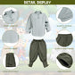 Prebene Boys Medieval Pirate Set Shirt & Ankle Pants Kids Renaissance Halloween Costume Scottish Jacobite Tops and Trousers (Gre