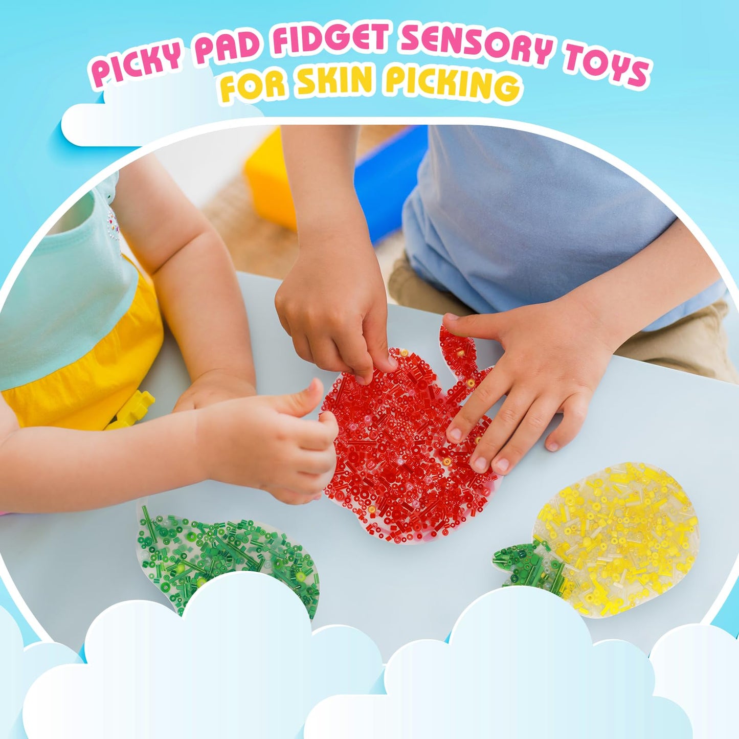 Picky Pad - 3Pcs Skin Picking Fidget Toy, Fruits Picky Pad, Silicone Picking Fidget Pad, Sensory Pick Pad, Trichotillomania Toys