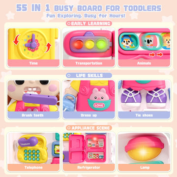 Busy Board Montessori Toys For Toddler 1-2 1-3, Learning Sensory Toddler Toys For 1+ Year Old, Educational Fine Motor Baby Toys