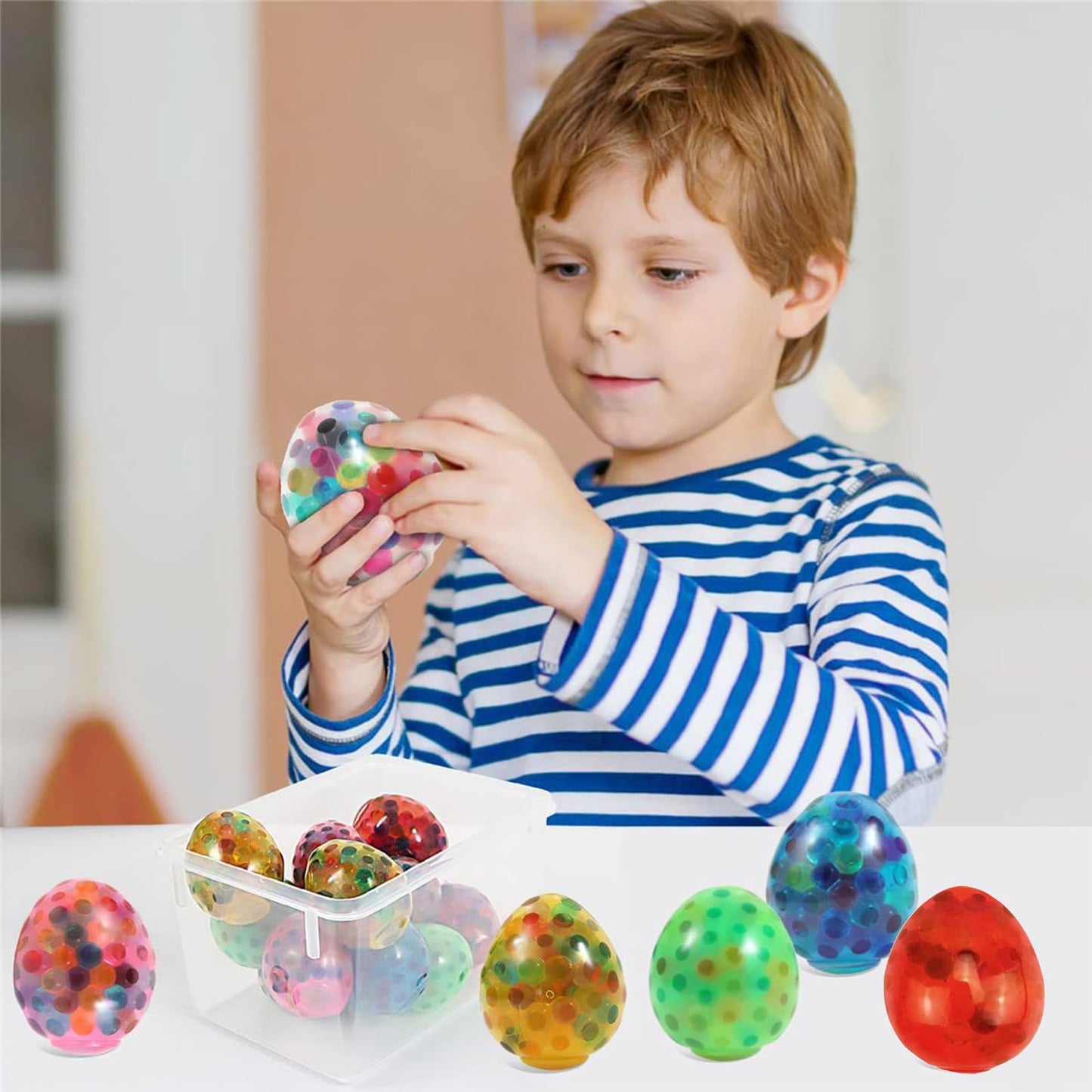 12Pcs Easter Egg Stress Balls, Easter Basket Stuffers, Easter Egg Fillers, Squishy Squeeze Balls For Adults, Easter Egg Hunt, Pa