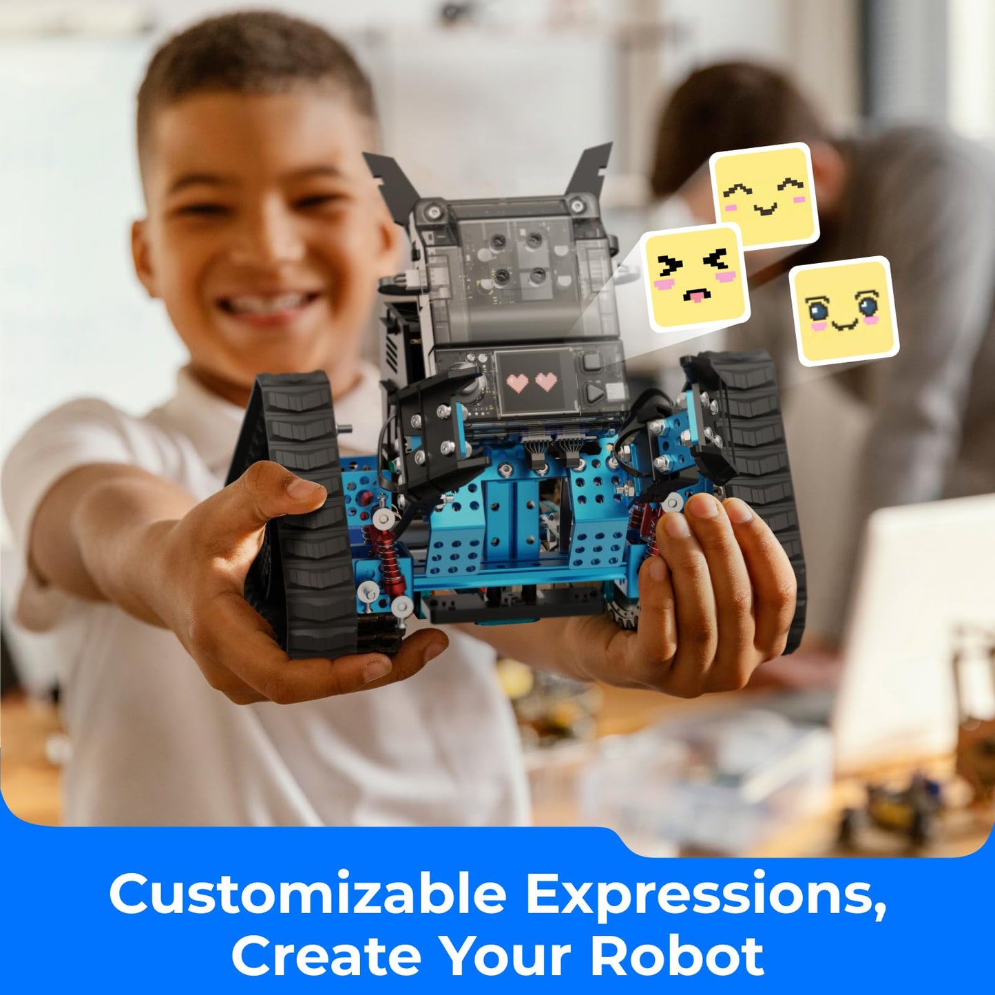 Makeblock mBot2 Rover Robotics Kit, Interactive Emo Robot for Coding Learning and Outdoor Play, Remote Control Coding Robot for