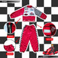 Aroacle Race Car Driver Costume Boys Racing Suit With Car Cap Sunglasses Kids Racer Dress Up For Halloween (Red, 4-5T)