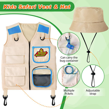 Yopinsand Kids Explore Kit & Bug Catcher Kit, Kids Camping Gear For Kids, Outdoor Exploration Set With Vest & Hat, Ideal Outdoor