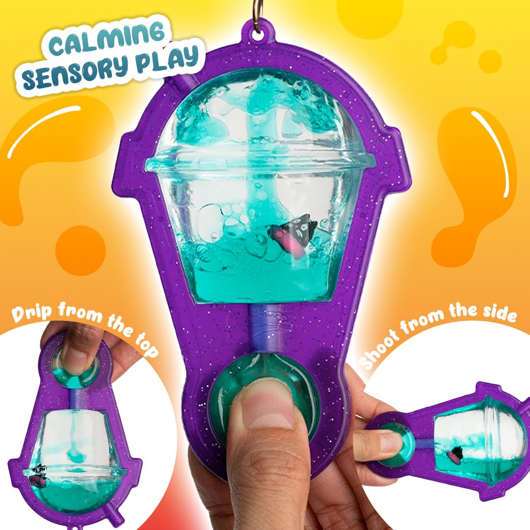 Goonameez Hand-Held Sensory Toy With Floating Characters - Mesmerizing Water Mix Fidget - Collect All 6 Unique Shapes For Squish