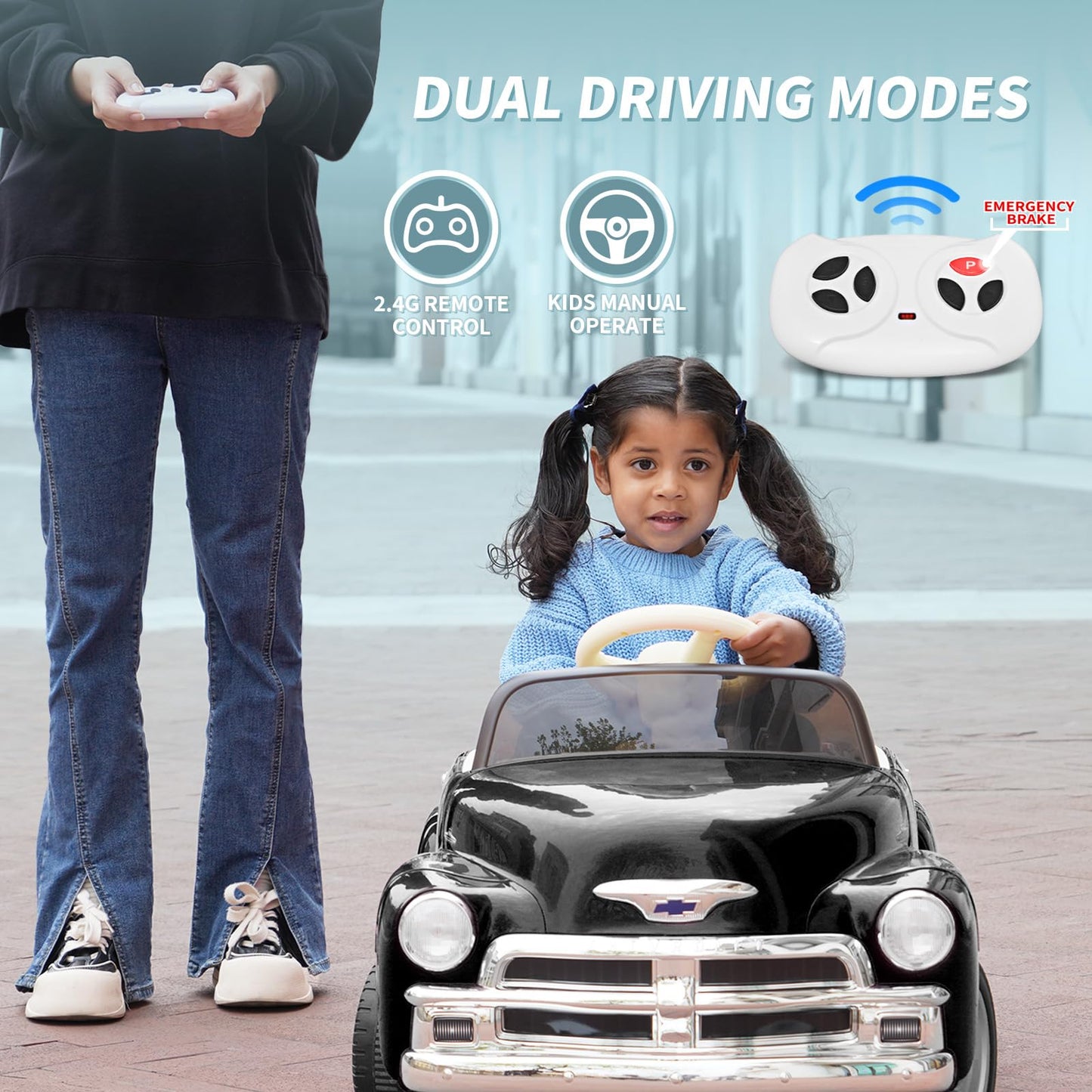 Joywhale 12V Kids Ride On Car Licensed Chevrolet 3100 Pickup Battery Powered Motorized Electric Car, With 7Ah Big Battery, 2.4G