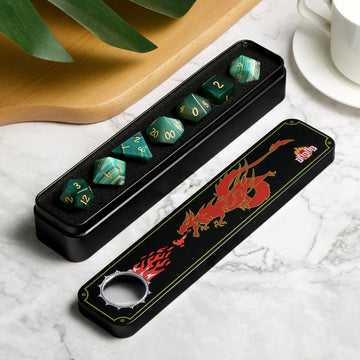 Dndnd Aagte Dungeons And Dragon Dice Set 7 Pcs D&D Dice With Gorgeous Gift Case For Dnd Tabletop Game (Green Agate)