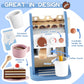 GAGAKU Wooden Coffee Machine Toy Set - 15 Pcs Non-Toxic Kitchen Accessories for Kids, Blue, Model G06CM2402, Ages 3+