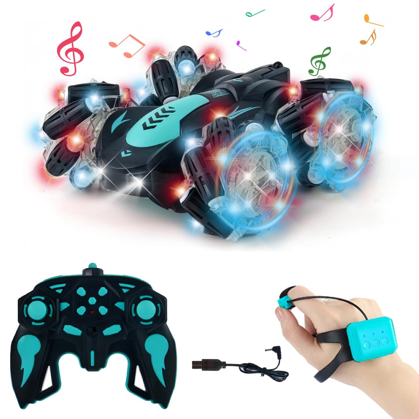 Zokugar Gesture Sensing RC Stunt Car,360Spins Double Sided Hand Controlled RC Car Glove Controlled Twist Remote Control Car with