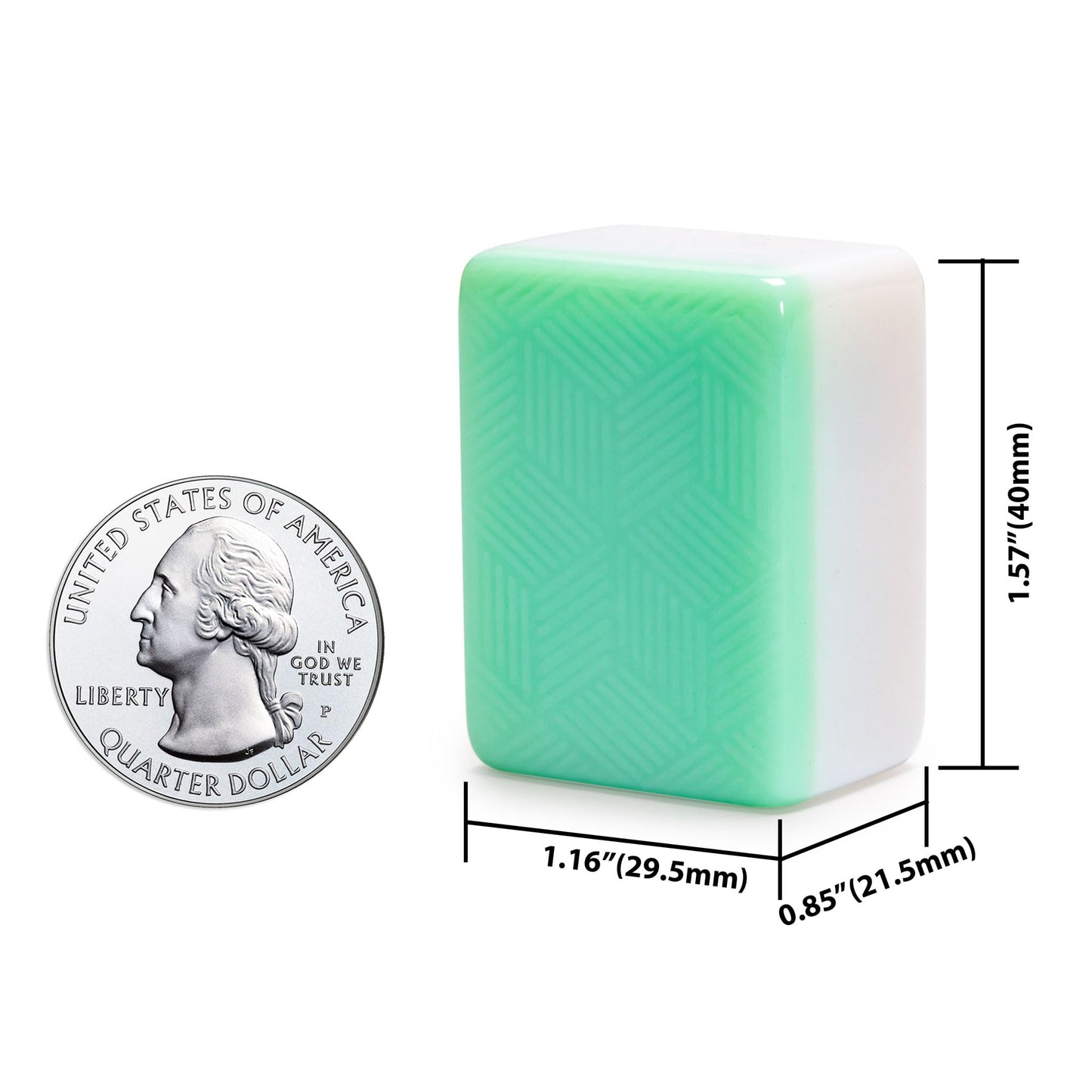 Yellow Mountain Imports Emerald Weave Chinese Mahjong Set, With 146 Large 1.6-Inch Tiles, Green Vinyl Case, Wind Indicator And D