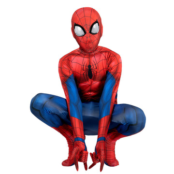 Marvel Spider-Man Official Youth Deluxe Zentai Costume - Stretch Spandex With Hidden Zippers And Wrist Slits (Xl) Multi