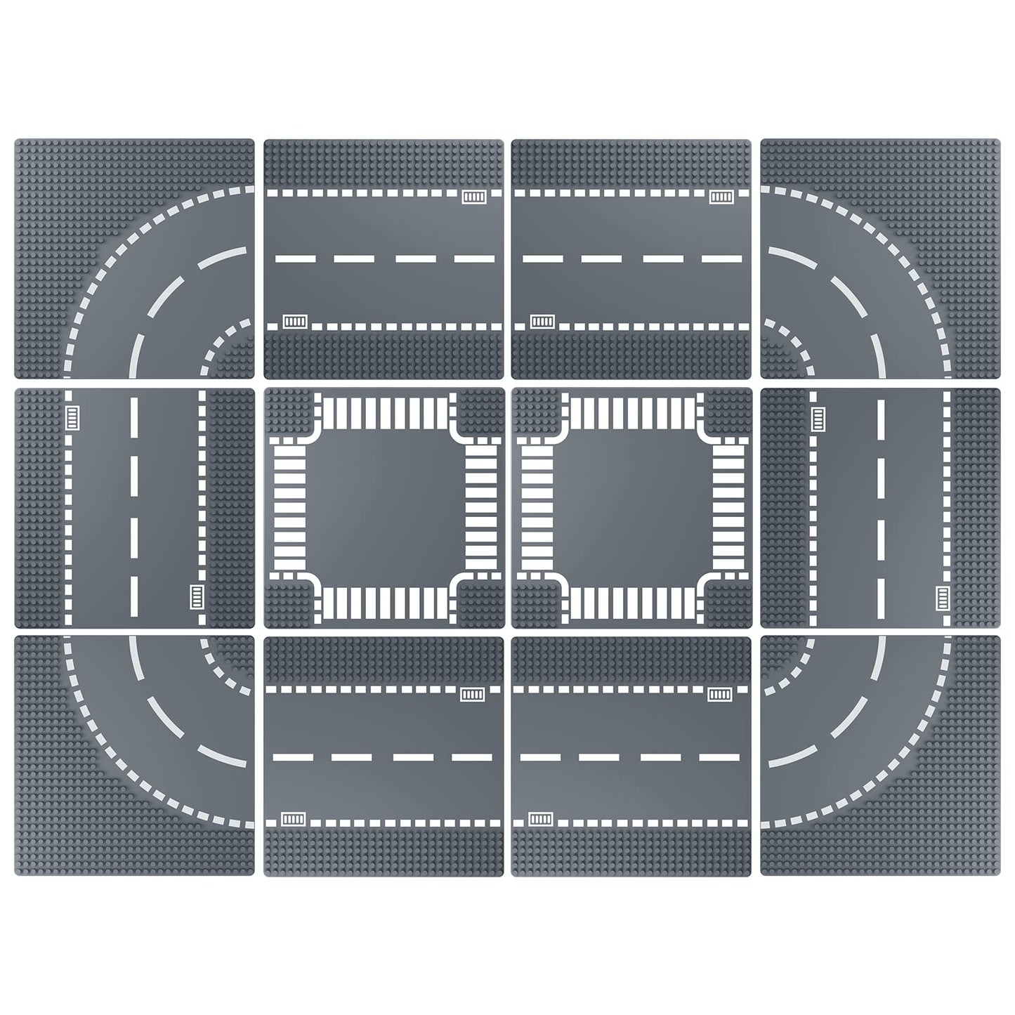 Homikidy Road Base Plates For City Road Building Block,12 City Street Plates,10'X10'Road Baseplates For City Street