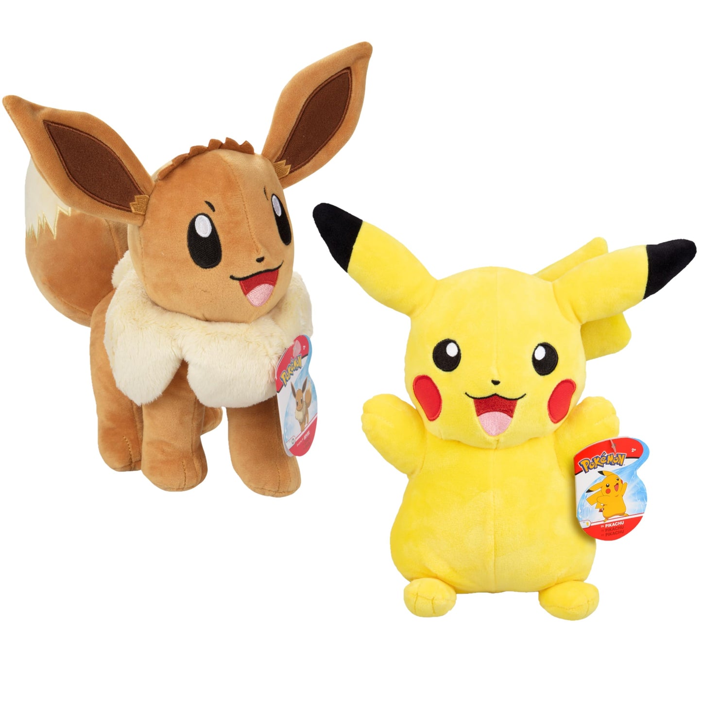 Pokemon Let's Go Starters Large 12 Eevee & Pikachu Plush 2-Pack - 2025 Officially Licensed - Authentic Collectible Soft Stuffed Animal Toy Figures - Gift for Kids  Boys  Girls - 2+