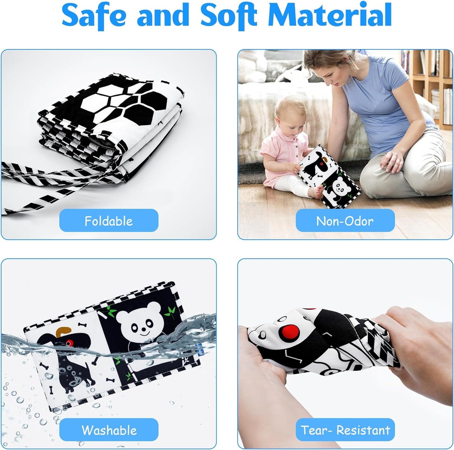 7 Pcs Black And White High Contrast Baby Toys For Newborn, Montessori Toys For Babies 0-6 Months Tummy Time Toys, Sensory Toys N