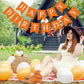 Eaezerav Orange Happy Birthday Banner Sign, Birthday Garland Bunting Banner Tea Party Decorations, Fall Halloween Thanksgiving B