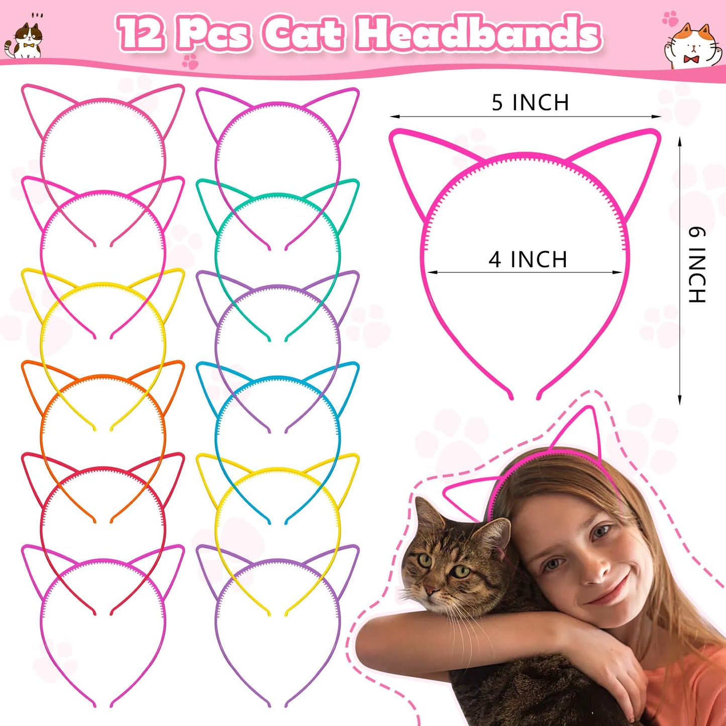 Joyvorite 158Pcs Cat Party Favors Set with Cat Headband Keychains Tattoo Stickers Erasers Slap Bracelets Hairpin Goodie Bags Cat