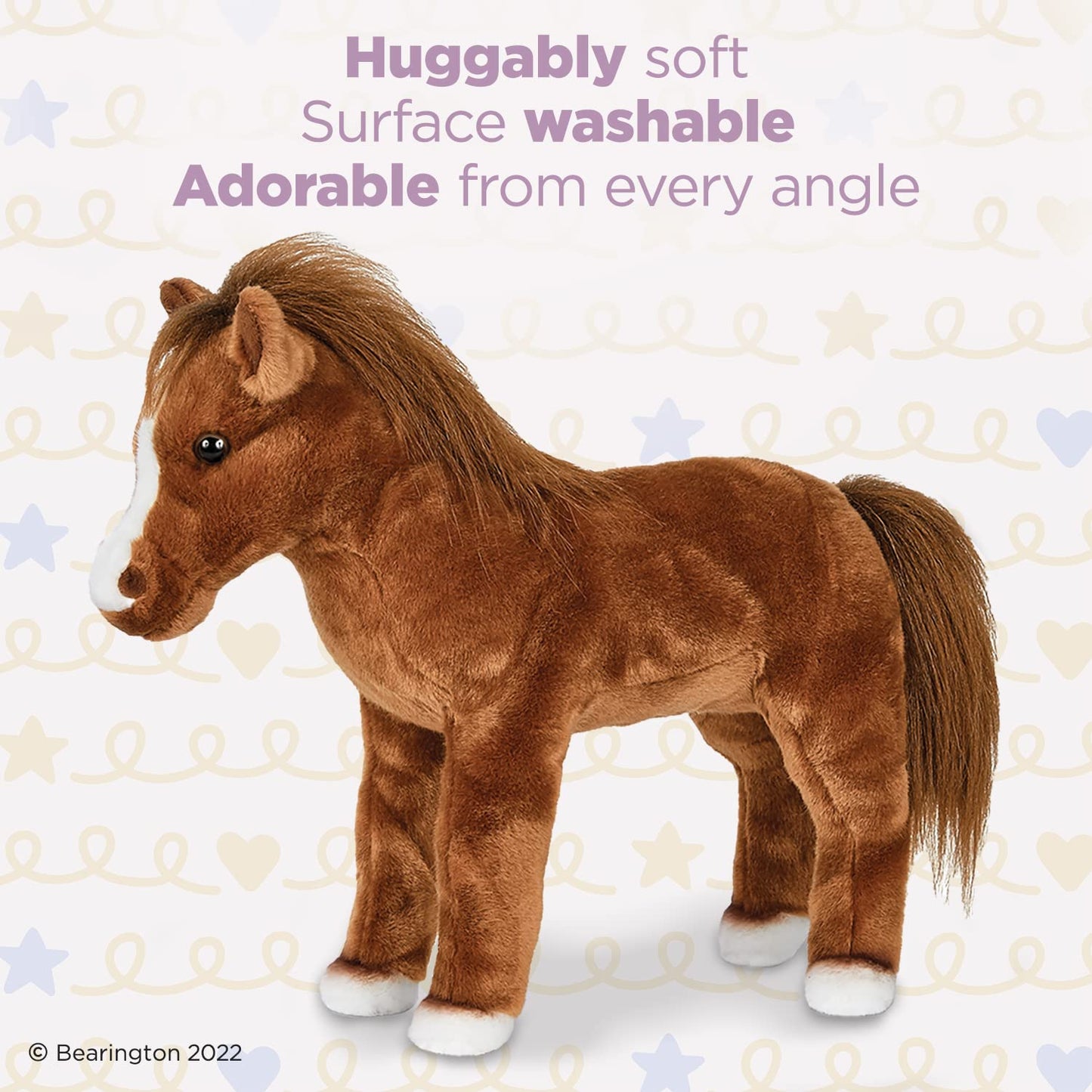 Bearington Blaze Plush Stuffed Animal Brown Horse, 13.5" - Soft Plush Material, Model 241550
