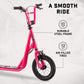 Mongoose Expo Kick Scooter, Bmx-Style Handlebar & Brake Cable Rotor, For Riders Ages 6 And Up, Rear Axle Pegs, 12-Inch Air Tires, Max. Weight Of 175 Lbs., Pink/Black