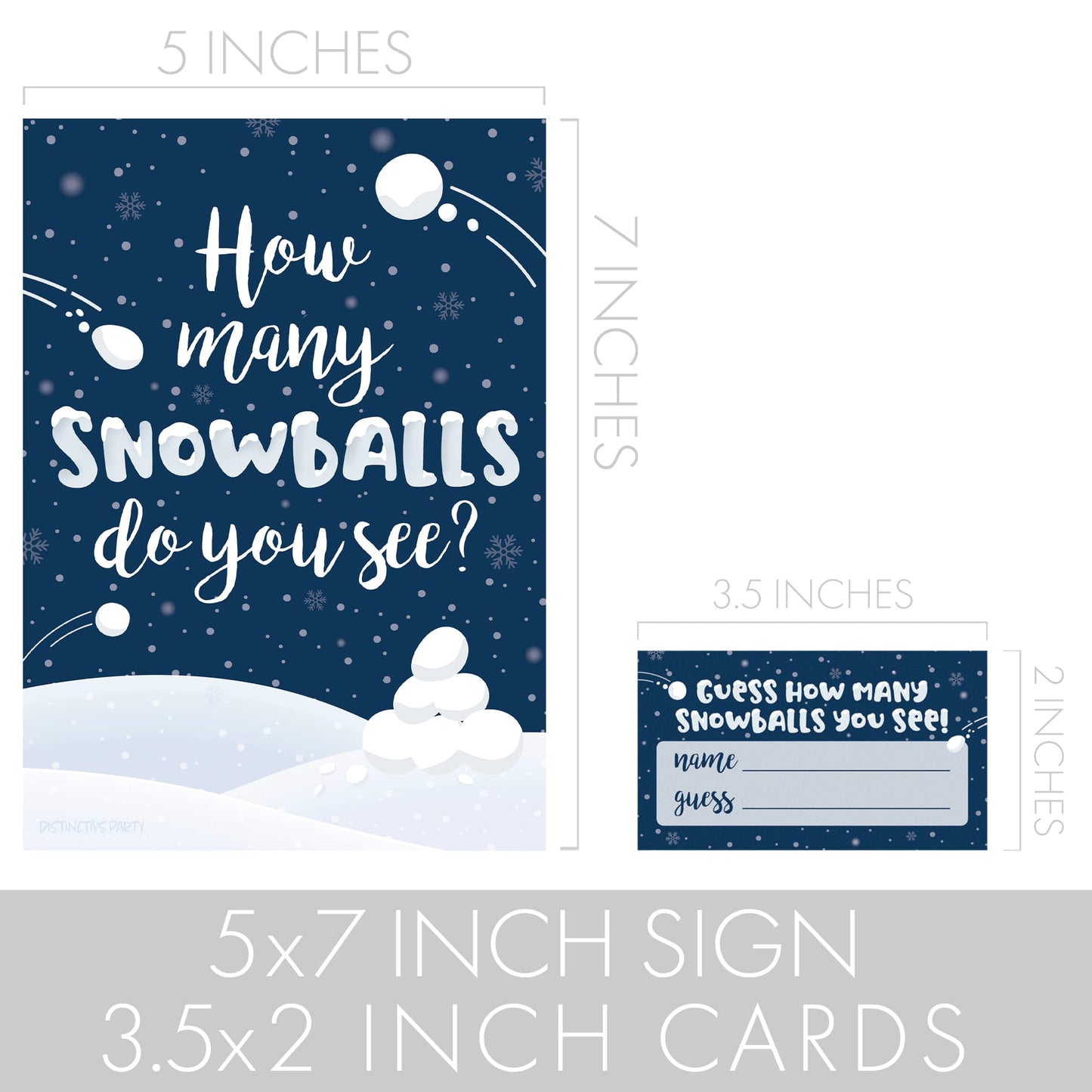 Winter Holiday Party Games – How Many Snowballs Do You See Guessing Game - Sign And 30 Cards - Winter Wonderland, Classroom Snow Day Party, Or Little Snowflake (1 Sign And 30 Guessing Cards)