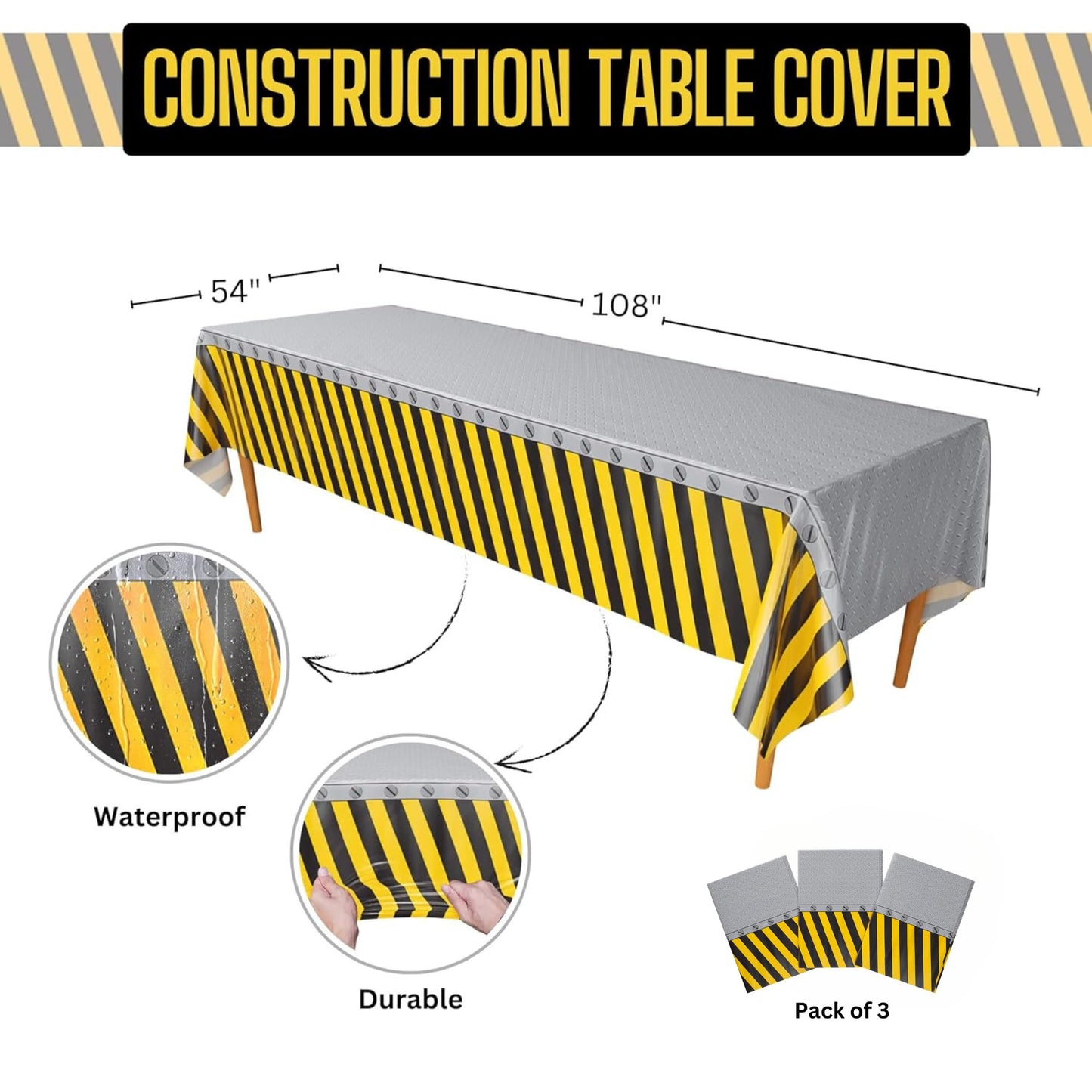 Construction Tablecovers (2), Construction Party Decorations, Construction Birthday