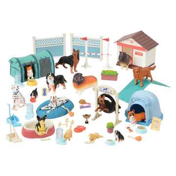 Cp Toys Dog Figurines Academy Toddler Playset, Realistically-Detailed Toy Dog Figures, Hand Painted Animal Toys, Birthday Gift For Girls And Boys, 51-Piece, Ages 3 Years & Older