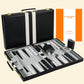 Sun Flair Backgammon Set - 11 Inch Backgammon Sets For Adults, Classic Travel Backgammon Board Game With Premium Leather Case, Best Strategy And Tip Guide Enclosed (Black, Small)