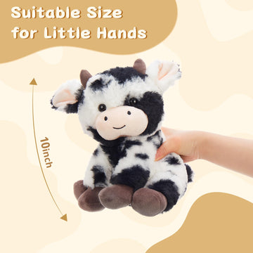 Muiteiur 4 Pcs Cow Stuffed Animals, 10 Inch Soft Cow Plush Toys, Cute Stuffed Cow Dolls For Kids Girls Boys,Gift For Christmas B