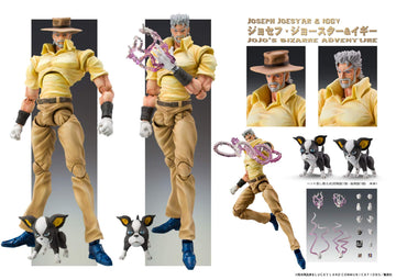 Jojo'S Bizarre Adventure Part 3: Chozo Kado Joseph Joestar & Iggy Super Action Statue Figure, Multicolor