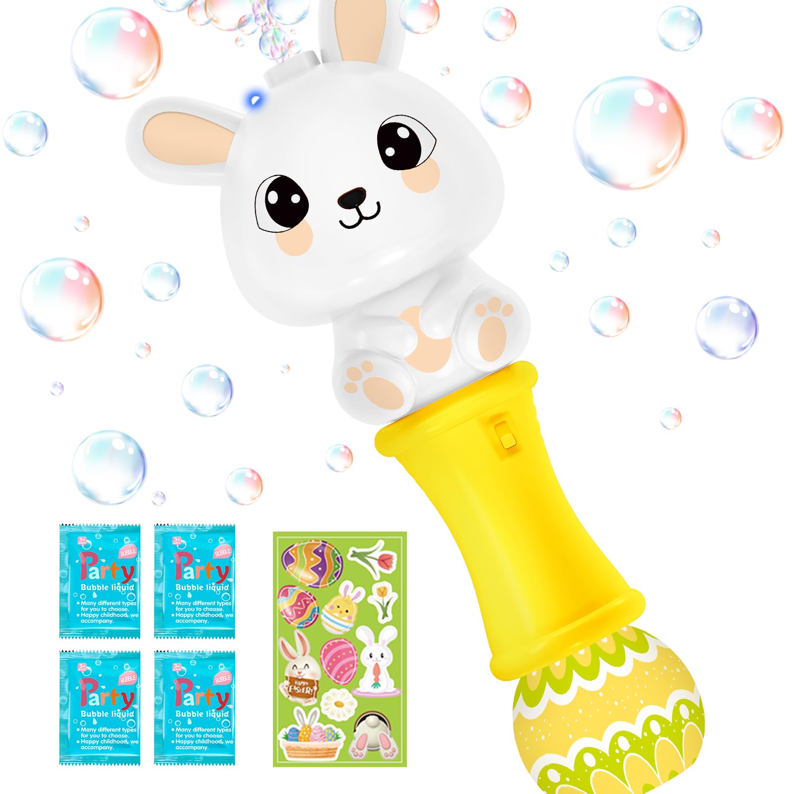Springflower Easter Bubble Wand For Kids, Bubble Maker With Led Light-Up Effect For Girls Boys, Bubble Toy For Easter Party Favo