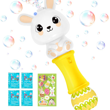 Springflower Easter Bubble Wand For Kids, Bubble Maker With Led Light-Up Effect For Girls Boys, Bubble Toy For Easter Party Favo