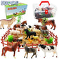 Farm Animals 53Pcs Realistic Plastic Playset With Fences, Building Blocks, Educational Toys For Boys & Girls, Toddlers Cupcake Topper Set