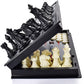 Quadpro 3 In 1 Magnetic Chess Checkers Backgammon Board Game Set With Folding Board Travel Games For Kids And Adults (Chess: Black & White)