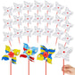 100 Pcs DIY Pinwheels Craft White Blank Paper Pinwheels Patriotic Craft Bulk Spring Summer Graffiti Art Kit for Kids Fun Activit