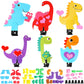 Menkxi 18 Pcs Valentine Dinosaur Craft Kit for Kids Wind up Valentine Dinosaur DIY Paper Craft Kits for Classroom Exchange Gifts