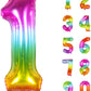 Number Balloon | Number 1 Balloons For 1St Birthday Decorations | Giant Rainbow Mylar Number 1 Balloon - 40 Inch | Big Foil Mult