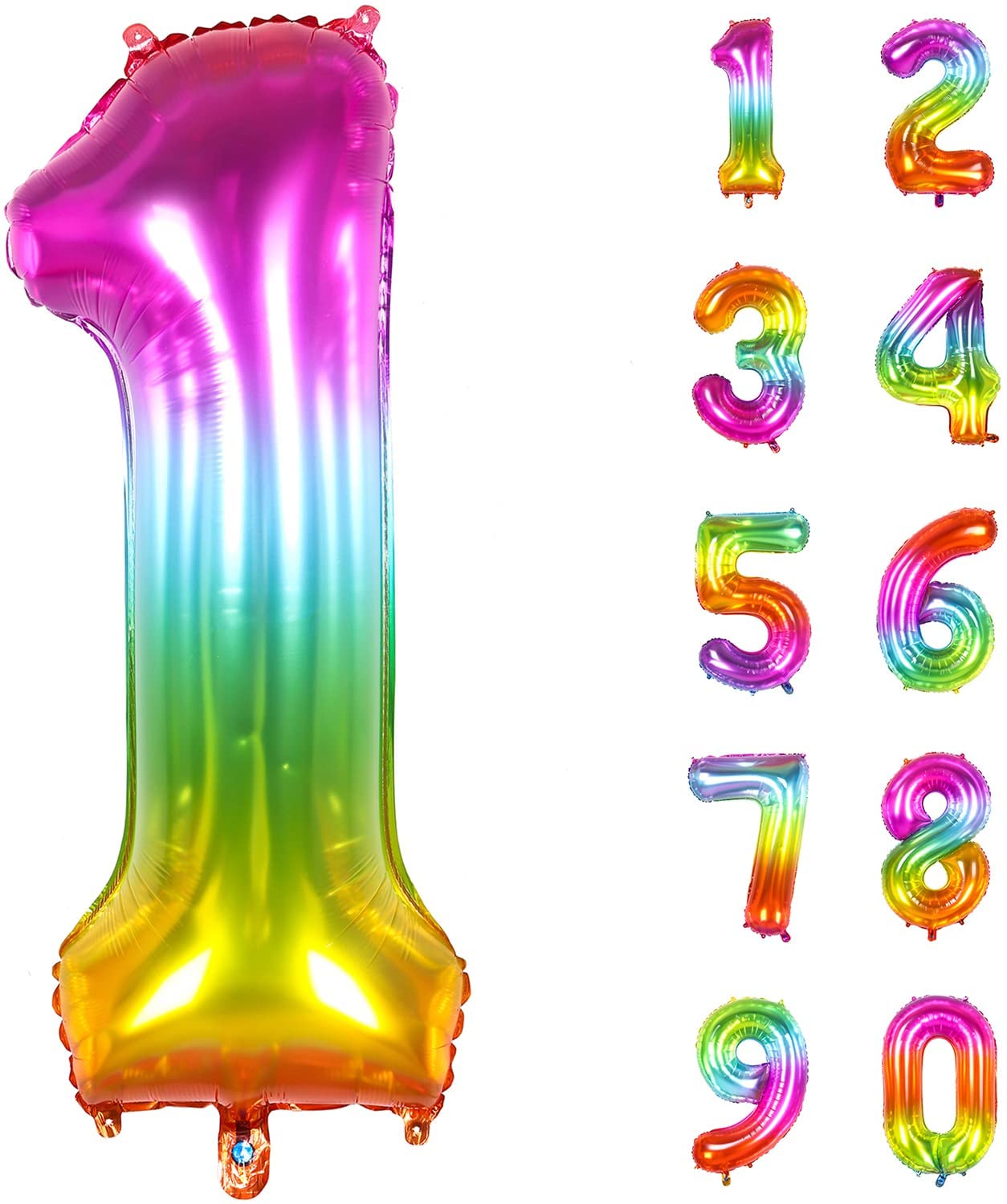 Number Balloon | Number 1 Balloons For 1St Birthday Decorations | Giant Rainbow Mylar Number 1 Balloon - 40 Inch | Big Foil Mult