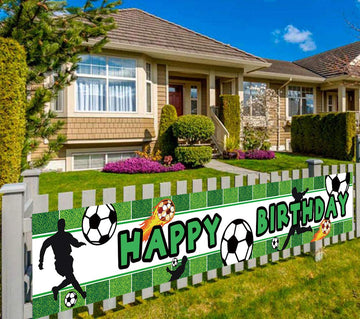 Large Soccer Happy Birthday Banner, Soccer Birthday Party Supplies Decorations, World Cup Sports Themed Party Decorations (9.8 X