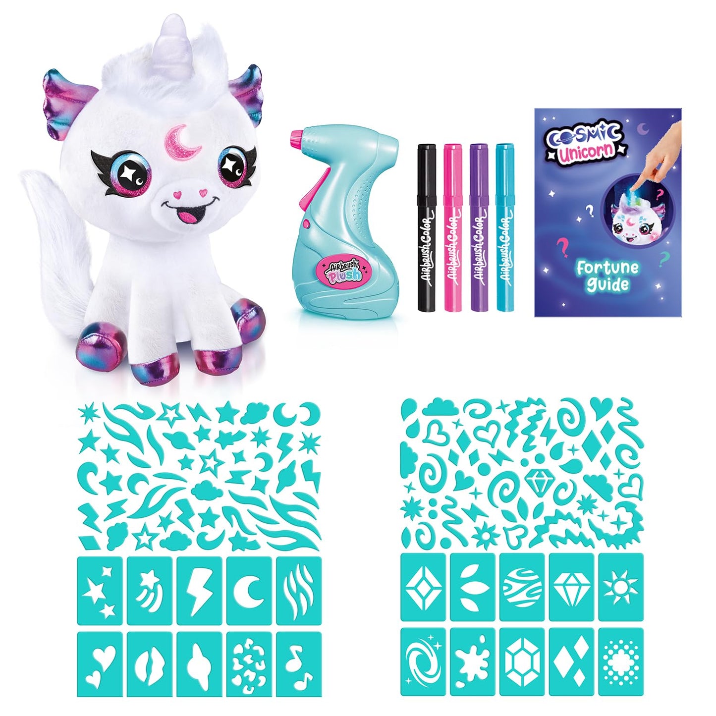 Canal Toys Airbrush Plush Unicorn - Light Up, Customizable Spray Art, Multi-Color, Model 228387, Ages 6+