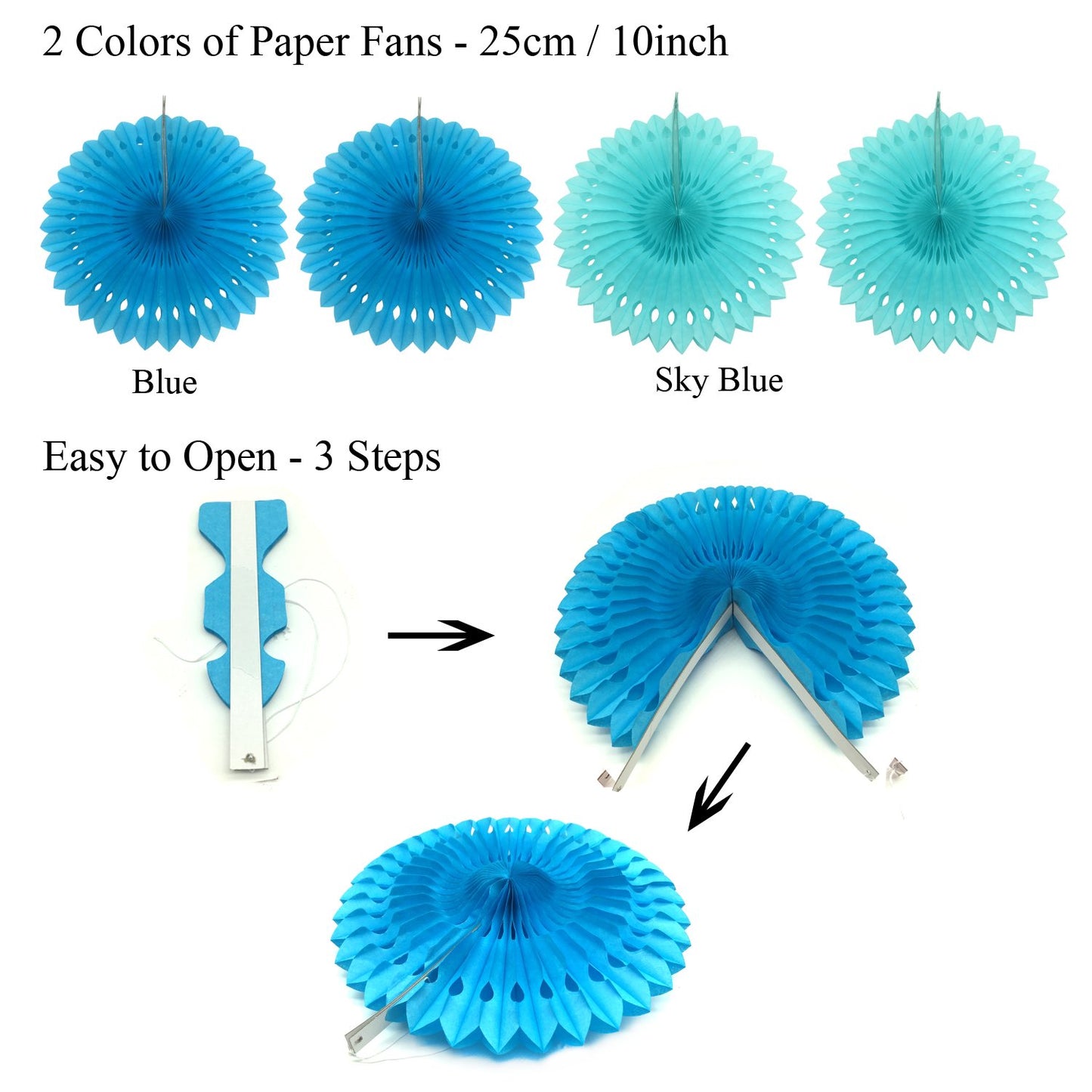 Recosis Birthday Party Decorations, Blue Party Decorations For Boy Men, Happy Birthday Banner, Curtains, Paper Pompoms And Fans,