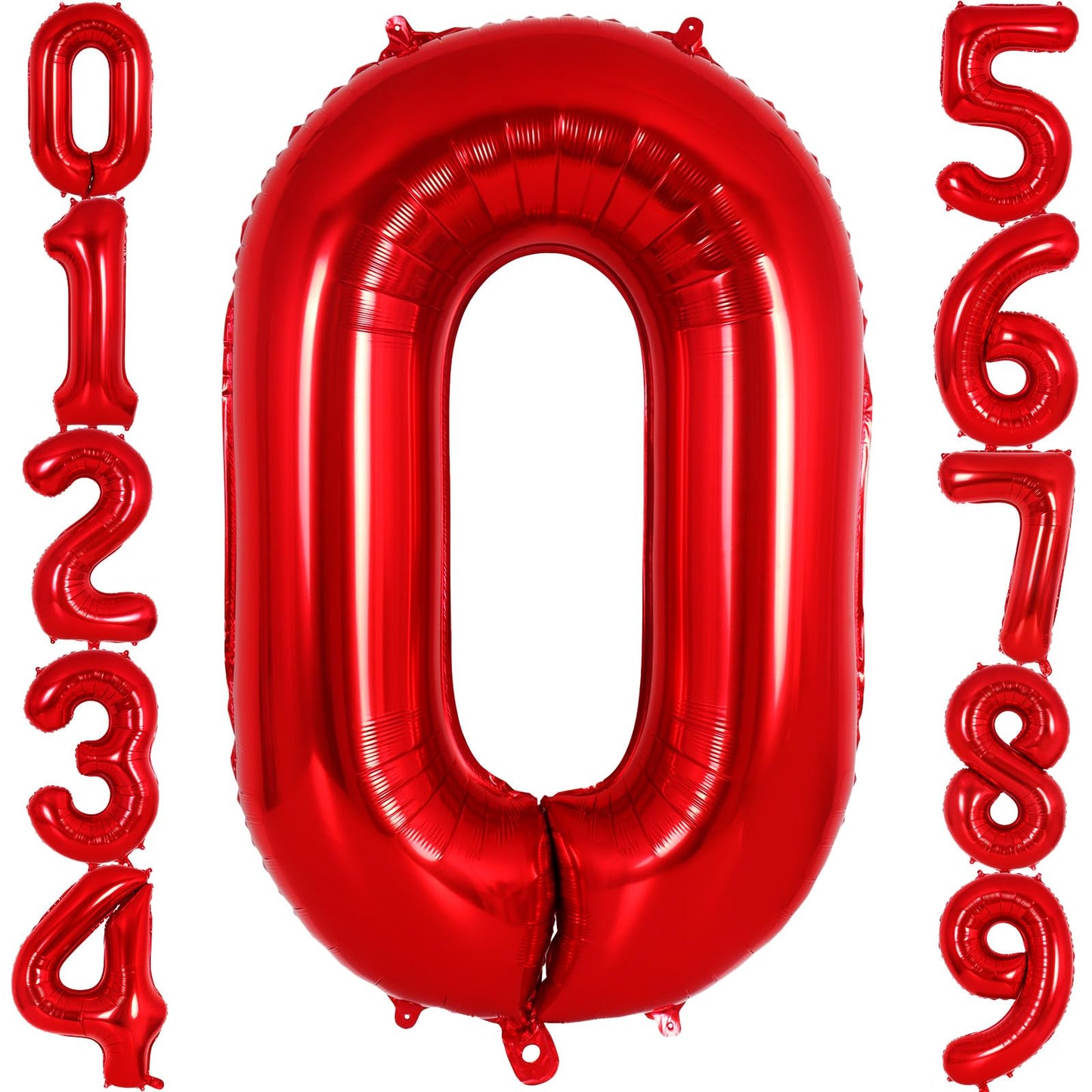 Red Number 0 Balloon 40 Inch, Big Large Foil Helium Number Balloons, Jumbo Giant Mylar Number 0 Balloons For Birthday Red Party