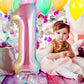 Rainbow Gradient Number 1 Balloon, 40 Inch Big Large Foil Number Balloons, Jumbo Giant Mylar Number 1 Balloons For 1 First Birth