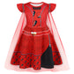 WonderBabe Girl Red Costume Princess Costume Short Sleeves Dress Kids Halloween Birthday Party Dress up size 9-10 Years