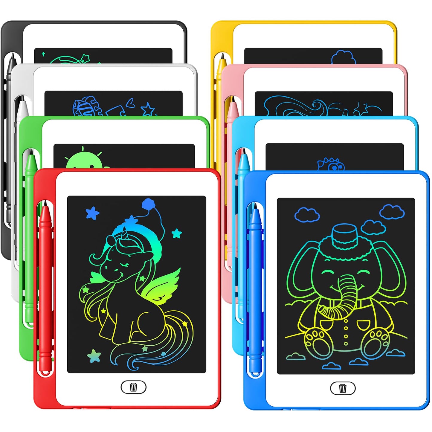 8 Pack LCD Writing Tablet for Kids, 6.5 Inch Colorful Doodle Board Drawing Tablet, Erasable Reusable Electronic Drawing Pads, Ed