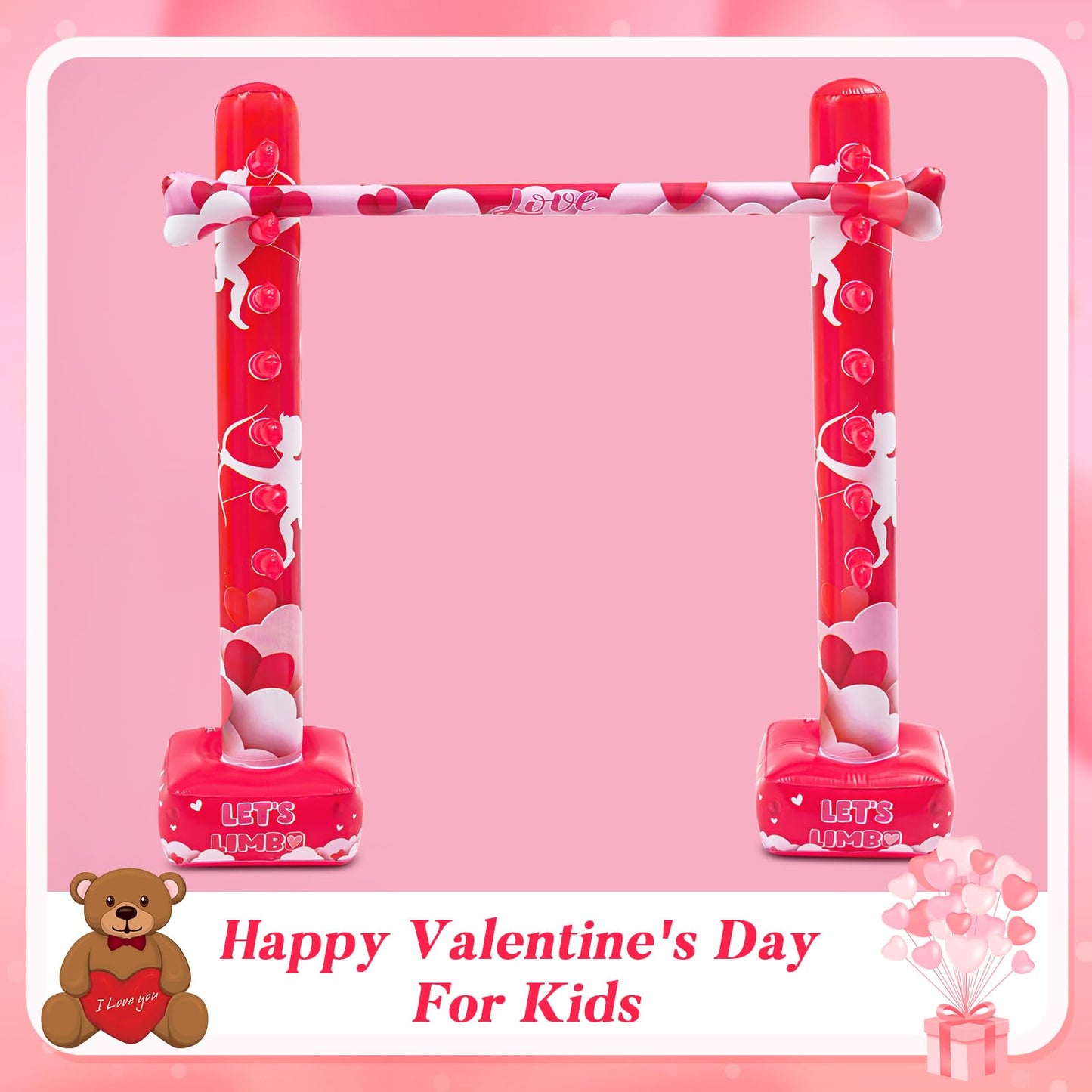 Threan Valentine'S Day Inflatable Limbo Game For Little Ones Adults Valentine Party Games Fun Limbo Carnival Game Limbo Stick En
