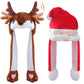 Santa Claus Jumping Hat - 2 Pieces Plush Hats with Pop Up Ears for Kids & Adults - Christmas Party Fun