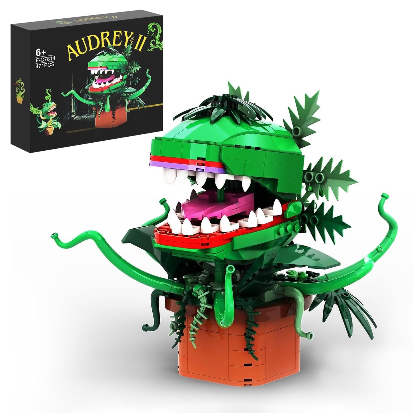 Millionspring Audrey The II Piranha Plant Building Kit, 457pcs, Multicolor, ABS Material, Collectible Gift for TV Fans, Openable Mouth