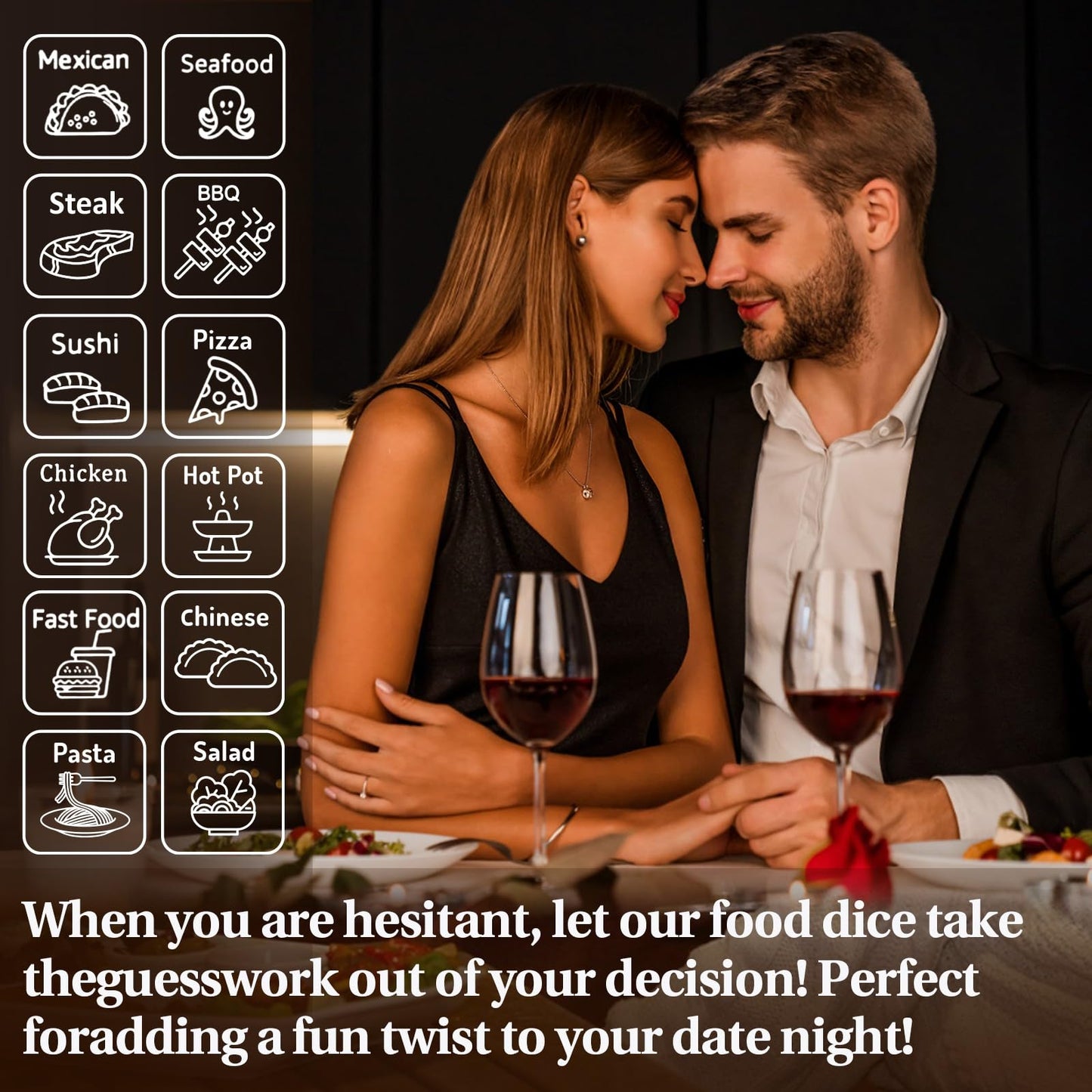 Aursy Stocking Stuffers for Women Men Adults, 2PCS Date Night Food Dice, Birthday Gifts for Him Her Couple Gifts for Boyfriend G