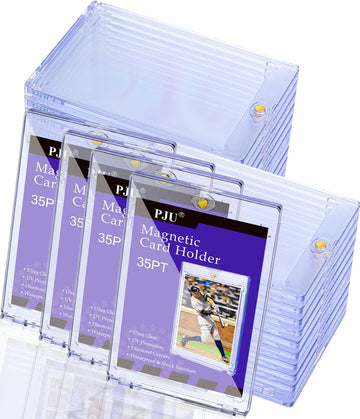 120ct Magnetic Card Holder for Trading Cards  35pt One Card Holder Touch  U-V Protection Magnetic Card Case for Baseball Cards  Card Protectors Hard Plastic  Display Case for Sports Cards  Game Cards